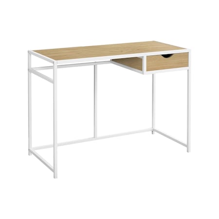 Homeroots 42" Natural and White Wood and Metal Sled Computer Desk 489857