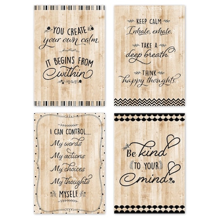 Creative Teaching Press Core Decor Black, White, and Wood Inspire U 4-Poster Set 10988