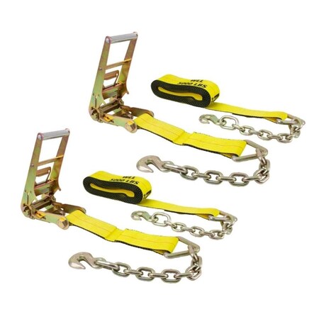 Mytee Products (2 Pack) 3inX30ft Ratchet Straps w/chain, WLL 5400 Tie Down Strap, 2PK RS330Cx2