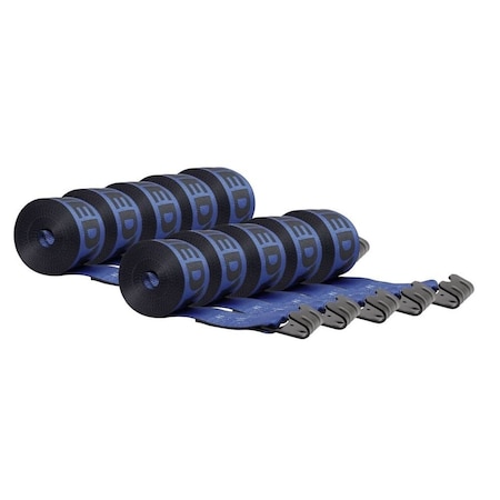 Mytee Products Kinedyne 4inx30ft Winch Straps Blue w/flat hook, WLL 5400, Tie Down Strap, 10PK WS430B-Kx10
