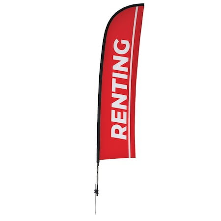 Showdown Displays 13 Ft  Premium Blade Sail Sign Kit (Double-Sided With Ground Spike Base) - Renting Red 908120-007