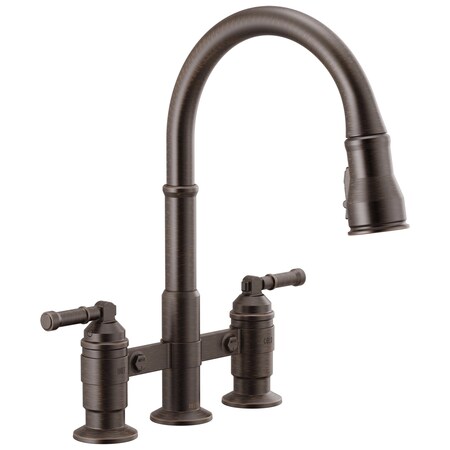 Delta Broderick Two Handle Pull-Down Bridge Kitchen Faucet 2390L-RB-DST