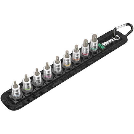 Wera Belt A Imperial 1 Zyklop In-Hex-Plus bit socket set with holding function, 1/4 in drive, 9 pieces 5003884001