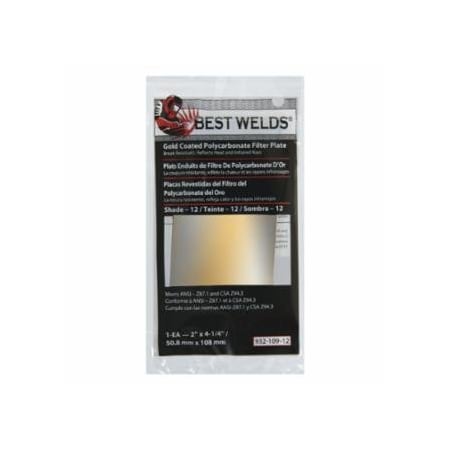 Best Welds Gold Coated Filter Plate, Gold/12, 2 in x 4.25 in, Polycarbonate 901-932-109-12