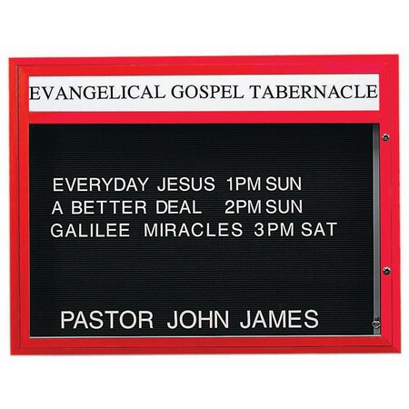 Aarco 47 in W, 36 in H, Black Letterboard/Red Powder Coated Frame DBM3647R