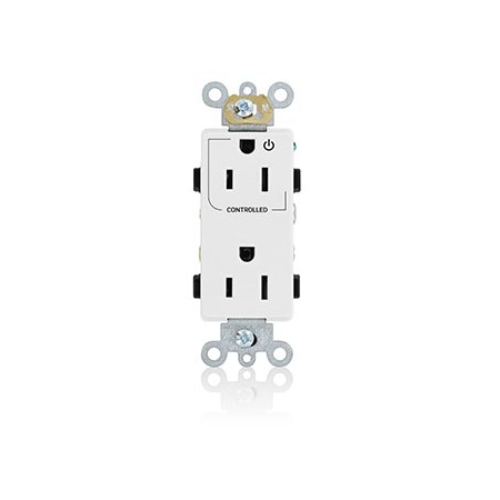 Leviton Controlled Decora Plus Duplex Receptacle 15 Amp, 125 Volt 16252-1PW