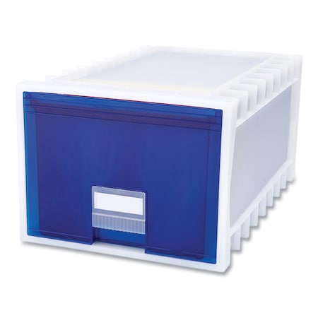 Storex Archive Storage Drawers, Letter/Legal Files, 15.3in x 24.25in x 11.38in, Blue/White 61104U01C