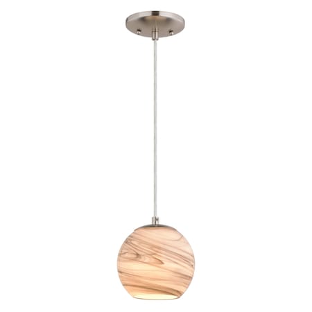 Vaxcel Milano LED Compatible Satin Nickel Transitional Mini Pendant Ceiling Light Multi Color Art Glass P0408