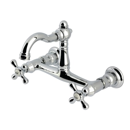 Kingston Brass Two-Handle Wall Mount Bridge Kitchen Faucet, Polished Chrome KS3251AX