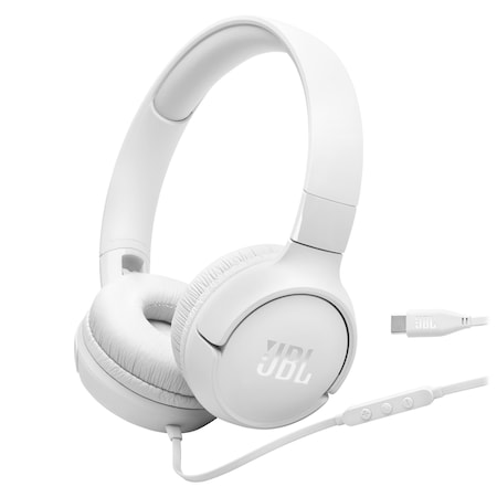 Jbl Tune 520c On Ear Wired Headphones, White JBLT520CWHTAM
