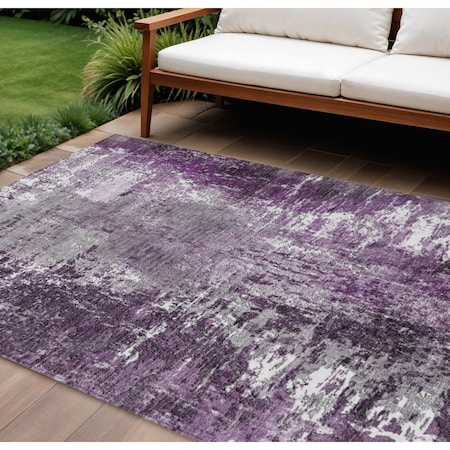 Homeroots 9' X 12' Eggplant Purple And Lavender Abstract Washable Indoor Outdoor Area Rug 582918