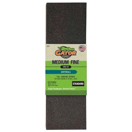 Gator 7312 Sanding Sponge, 10 in L, 3 in W, Fine, Medium, Aluminum Oxide Abrasive 731210