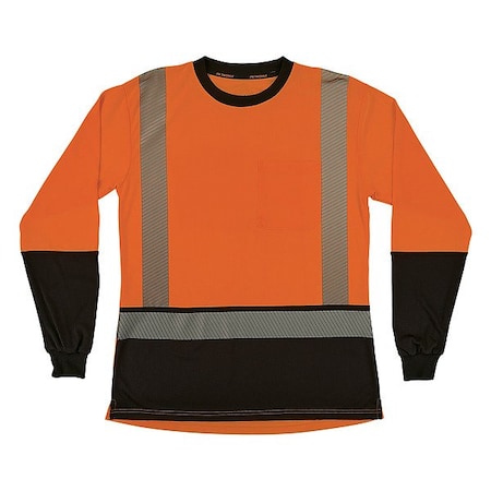 Ergodyne Hi-Vis Shirt, XS, Orange, Long Sleeve 22341