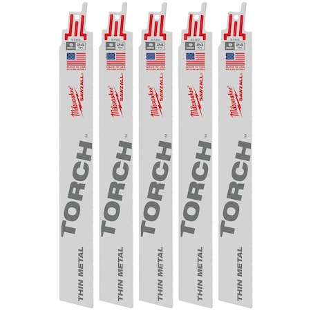 Milwaukee Tool 9" 24 TPI The Torch SAWZALL Blades (5 Pk) 48-00-5790