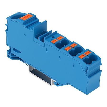 Wago Terminal Block, 3.43" L, 1.71" W, 800V, Blue 2216-8034
