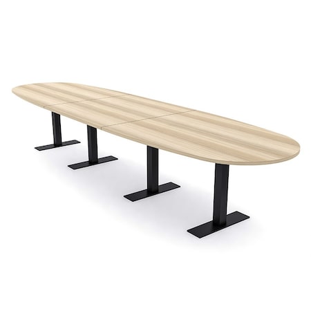 Skutchi Designs 16ft Boval Conference Table With Power | Harmony Series | 16 Person Meeting Room Table HAR-BOVL-48X192-T.BK-K525-NA