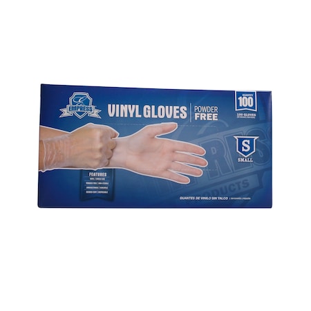 Empress Disposable Gloves, Vinyl, Powder-Free, S, 100 PK EVPFS4001
