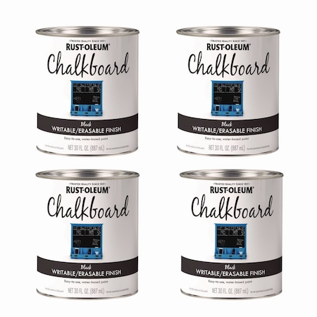 Rust-Oleum Chalkboard Paint, Matte Black, Quart Can, 4PK 301450