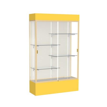 Ghent Lighted Floor Display Case 48x80x16, Plaque 3174PB-GD-GR