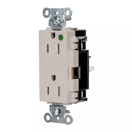 Hubbell Wiring Device-Kellems Straight Blade Receptacle, 5-15R, 15 A, 125V AC, 2 Pole, 3 Wire, Surface Mount, Grounded HBL2172STLA