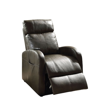 Homeroots 28" Gray Tufted Faux Leather Faux Leather Power Lift Assist Recliner 285712