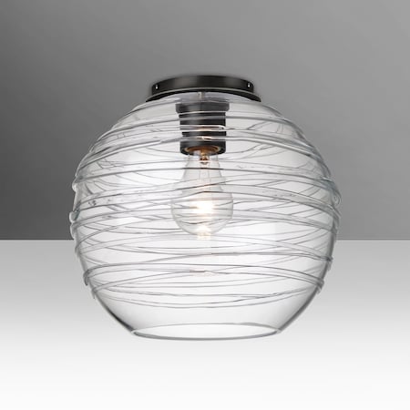 Besa Lighting Besa Wave 10 Ceiling Black Clear 1x60W E26 base 462761C-BK