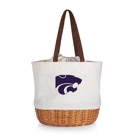 Picnic Time Family Of Brands NCAA Kansas State Wildcats Coronado Canvas and Willow Basket Tote - Picnic Bag 203-00-187-254-0