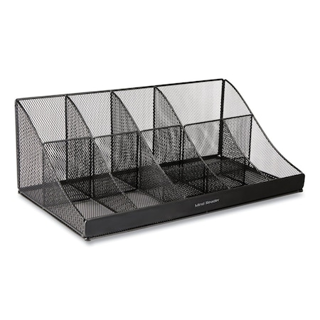 Mind Reader Network 11-Compartment Coffee Cup and Condiment Countertop Organizer, 9.5 x 17.88 x 6.63, Black COMORGMESH-BLK