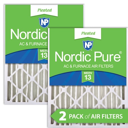 Nordic Pure 20x25x4 Pleated Air Filter, High Capacity, Electrostatically Charged Synthetic Media, MERV 13, 2 PK 20x25x4M13-2