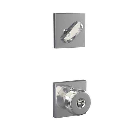 Schlage Residential Bowery Knob with Collins Rose Interior Active Trim with 12326 Latch and 10269 Strikes Bright F59BWE625COL