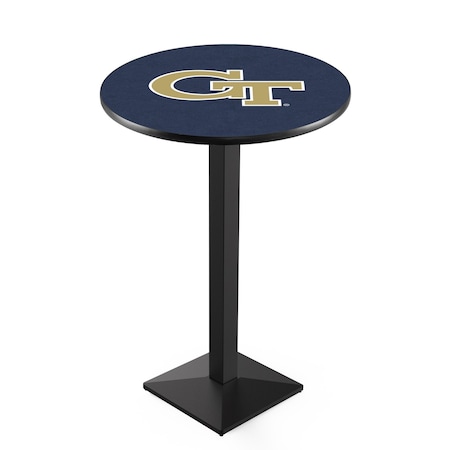 Holland Bar Stool Co 42" Blk Wrinkle Georgia Tech Pub Table, 36" dia. Top L217B4236GATech