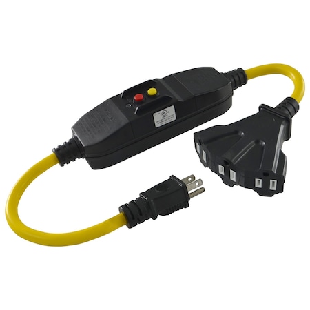 Conntek 2.5FT SJTW 12/3 5-15P to Tri-Outlet 5-15RI-Plug with GFCI + Tri-Outlet 20910-3IG