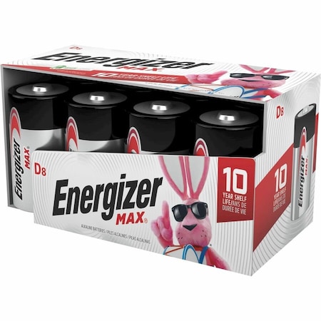 Energizer Max D Alkaline Batteries, 8PK E95FP-8