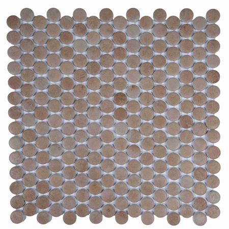 Apollo Tile Lucenza 12x12 in. Taupe Matte Recycled Glass Penny Round Mosaic Tile (10.56 sq ft/case) 12PK APLGIO88CALPENA