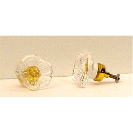 Fixturesfirst Clear Rose Cut Crystal Cupboard Knob - Gold FI1808718