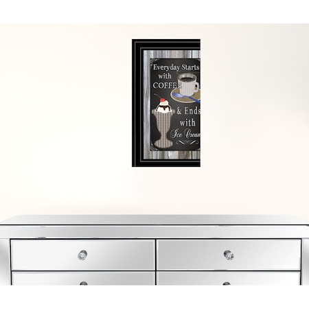 Homeroots Everyday Starts with Coffee Chalkboard Framed 2 Black Framed Print Kitchen Wall Art 406590