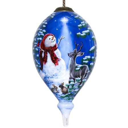 Homeroots Starry Heaven and Snowman Hand Painted Mouth Blown Glass Ornament 477511