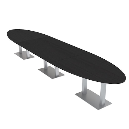 Skutchi Designs Oval Conference Table With Power Unit, 48 in W, 216 in L, Black HAR-OVL-48X216-DOU-U999ST19-NA