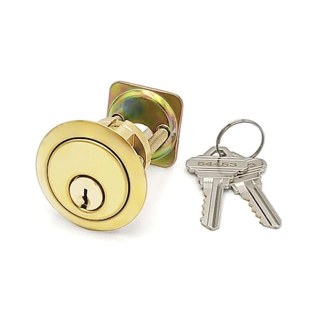 Ecs Hardware Durable Premium Rim Cylinder, 1-1/8 Inch, Keyed Alike, Schlage SC1 Keyway, US3, Bright Polished Brass ECSH-RC01-US3-SC1-KA5