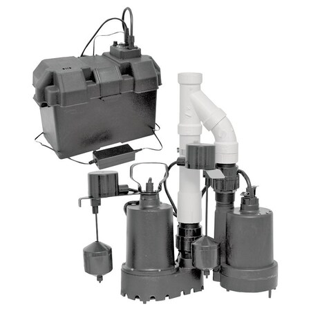 Superior Pump Pre-Assembled Battery Backup Kit, 1/3 hp, 25 ft Pump Max Head, 46 gpm 92941