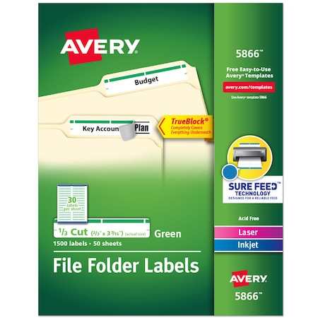 Avery TrueBlock File Folder Labels, Su, PK1500 5866