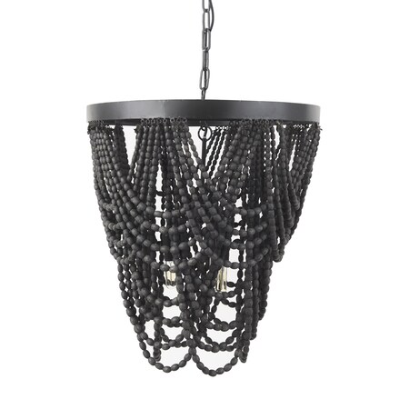 Homeroots Black Empire Three Light Metal and Beads Dimmable Chandelier 611355