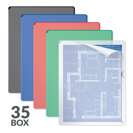 C-Line Products 8-1/2" x 14" Letter Size Deluxe Vinyl Project Folders with Colored Backs, 35/BX 62150