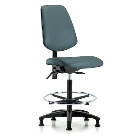 Blue Ridge Ergonomics High Bench Chair No Arms, 26" to 35" Height, Vinyl, Colonial Blue BR-VHBCH-MB-RG-T1-A0-CF-RG-8546