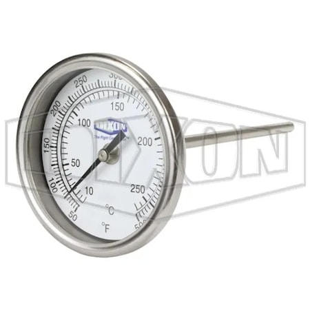 Dixon Thermometer, 50 to 500DegF, 1%, 1/2 in MNPT 30060104