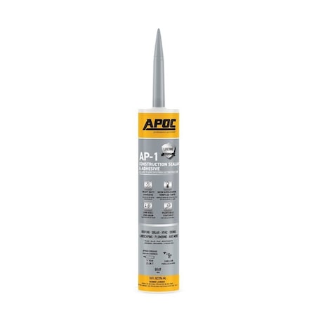 Apoc GREEN-SEAL AP-1 Series Construction Sealant and Adhesive, Gray, Free-Flowing Paste, 10 oz, Tube AP-1000-7-61