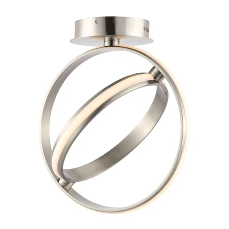 Jonathan Y Nicole 14.25" 2-Light Modern Minimalist Aluminum Ring Integrated LED Semi Flush Mount, Nickel JYL1700B