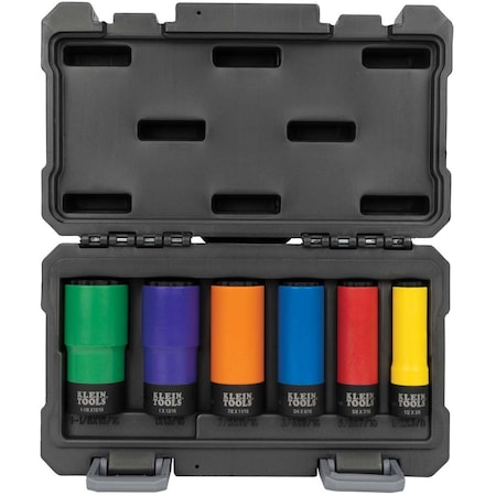 Klein Tools Coated Socket Set, 12-Point, 6-Piece 66033