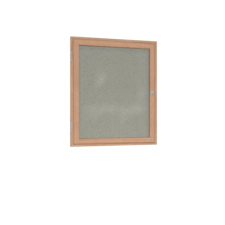 Ghent 1 Door Enclosed Fabric Bulletin Board, Oak Wood Frame, 24''H x 18''W, Taupe PW12418F-96