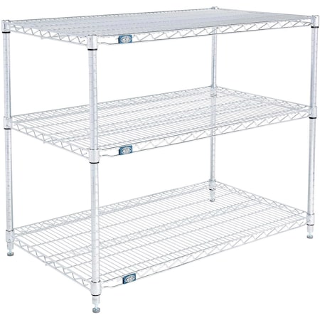Global Industrial Nexel 3 Shelf, Stainless Steel Wire Shelving Unit, Starter, 42"W x 21"D x 34"H B3149727